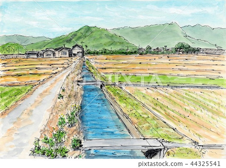 图库插图 风景 水彩画 原野