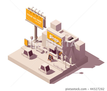 Vector isometric billboard and shop 44327282