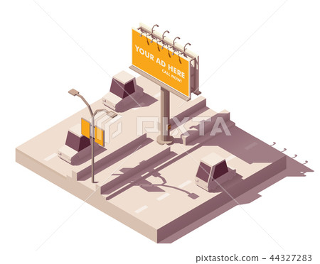 Vector isometric billboard on road 44327283