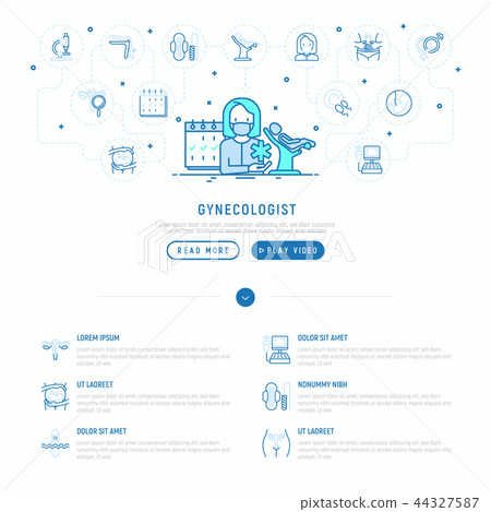 Gynecologist concept with thin line icons 44327587