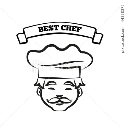 Best Chef Emblem with Friendly Cook in Hat Sketch 44328373