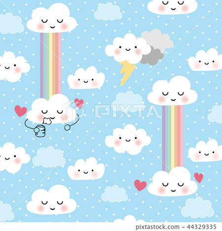 cute cartoon face cloud vector seamless pattern - Stock Illustration ...
