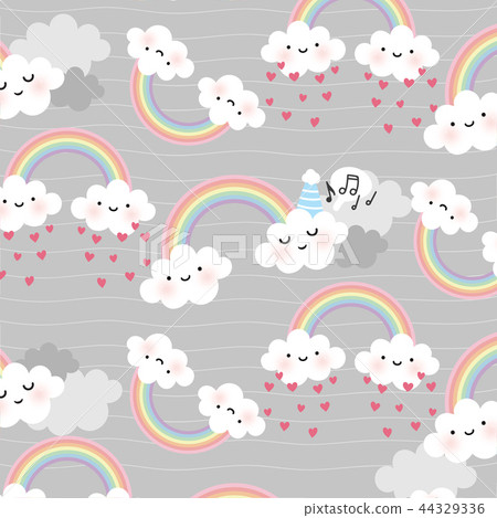 cute cartoon face cloud vector seamless pattern - Stock Illustration ...