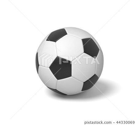 3d rendering of a single black and white leather ball for playing football or soccer. 44330069