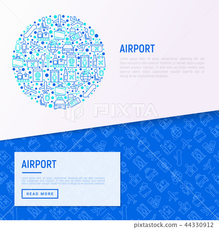 Airport concept in circle with thin line icons 44330912