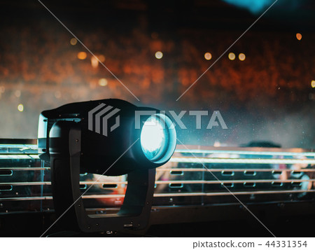 Stage illumination light equipment and projector. Searchlight floor. Element of job lighting 44331354