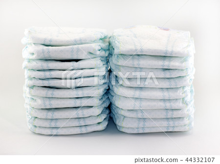 Baby diapers on a white background 44332107
