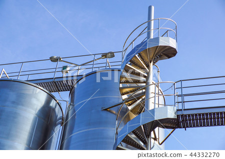 fire exit staircase on a silo building 44332270