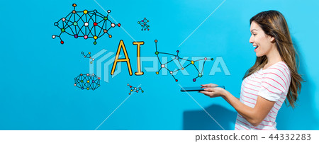 AI with woman using a tablet 44332283