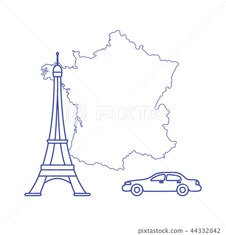 Map of France, tower, car 44332842
