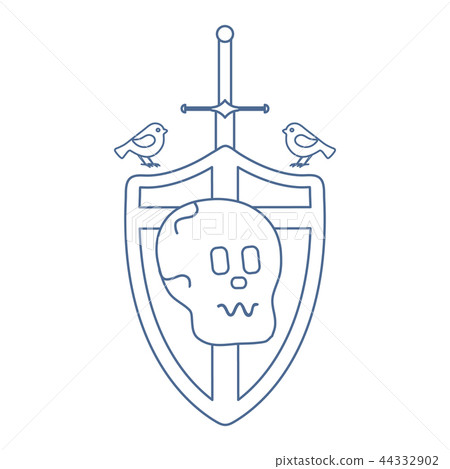 Skull, shield, sword, birds Skull, shield, sword, birds 44332902