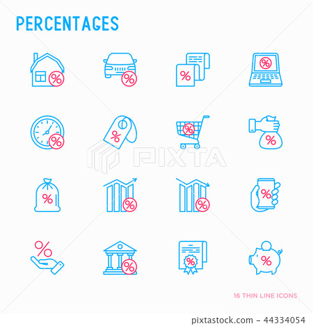 Percentages thin line icon set 44334054