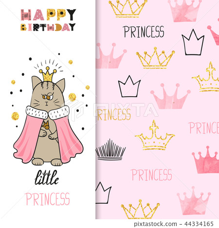 Birthday Greeting Card Design For Little Girl Stock Illustration