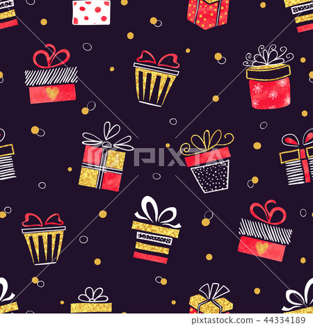 Seamless vector pattern with gift boxes - Stock Illustration [44334189 ...