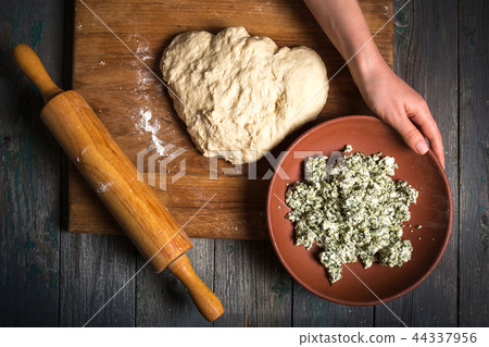 dough and cottage filling dough and cottage filling 44337956