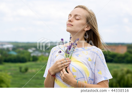 woman with lavender woman with lavender 44338516