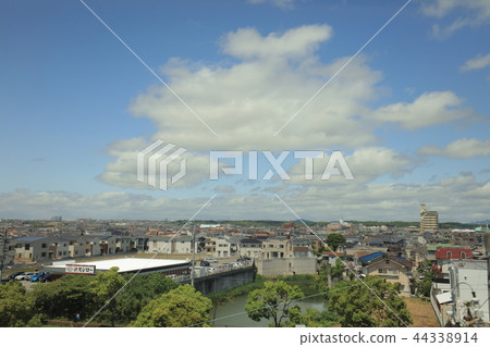 a View through tram window of the country side 44338914