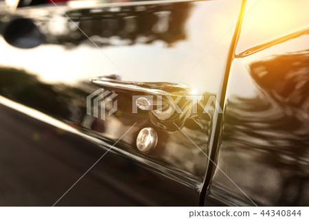 retro vintage black car. Car door handle 44340844