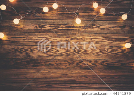 Old wooden planks with christmas decoration Old wooden planks with christmas decoration 44341879