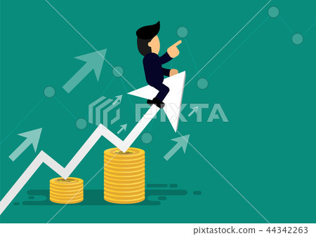 cartoon businessman sit on white graph cartoon businessman sit on white graph 44342263