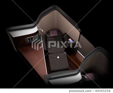 黑背的私人房間型商務艙套房的完全平座位狀態的圖像。 44343258