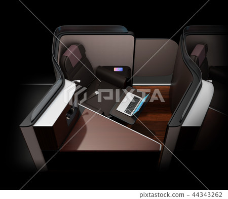 Concept image of a private room business class suite on a black background 44343262
