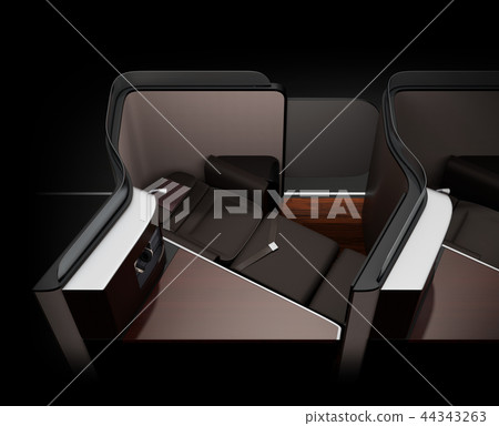 Image of full flat seat condition of private room type business class suite in black back. 44343263