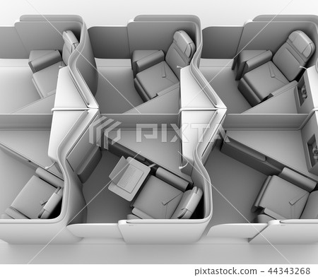 粘土渲染圖像的私人商務艙套件（中間列）佈局 44343268