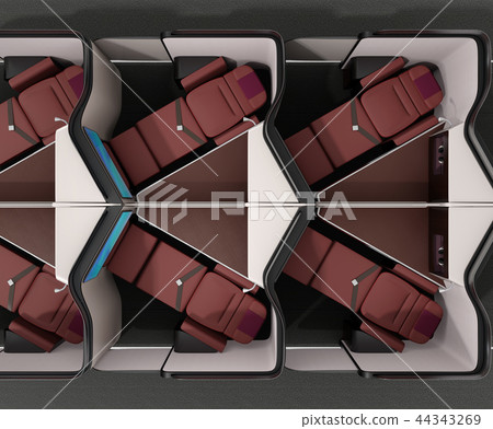 私人企業艙套房（中心行）的全平板狀況的圖像。 44343269