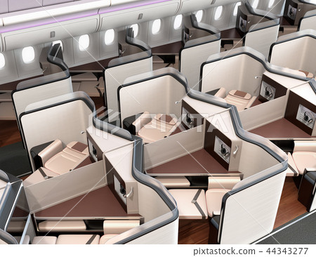 私人企業艙套房（中心行）的全平板狀況的圖像。 44343277