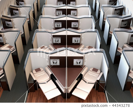 私人企業艙套房（中心行）的全平板狀況的圖像。 44343278