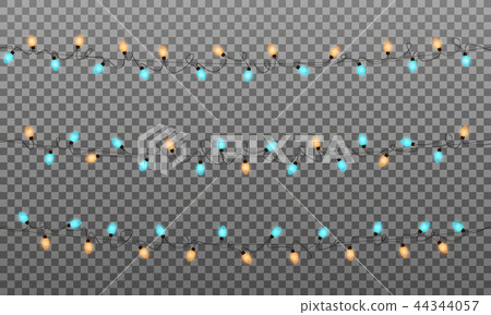 Christmas lights. Realistic multicolored string lights garland for New Year and Xmas season. Glowing 44344057