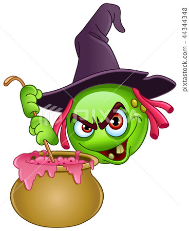witch emoticon with cauldron 44344348