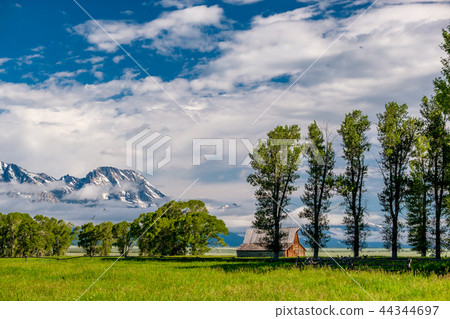 Old barn in Grand Teton Mountains Old barn in Grand Teton Mountains 44344697