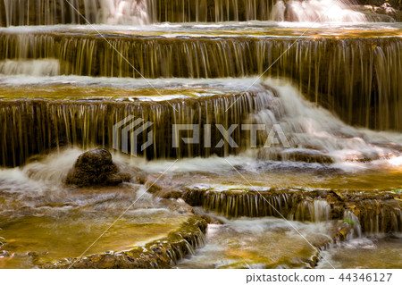Deep forest waterfall stream motion 44346127
