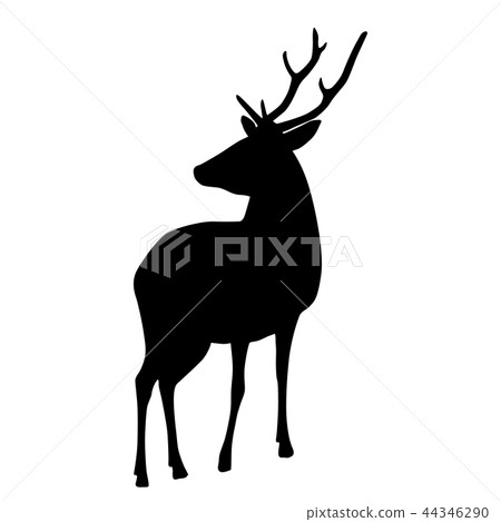Black silhouette of deer isolated on white Black silhouette of deer isolated on white 44346290
