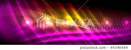 Liquid neon flowing waves, glowing light lines background 44346494