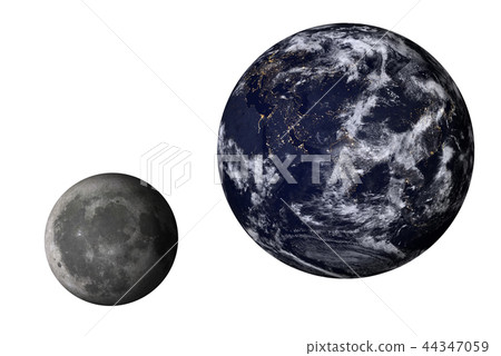Planet Earth with moon of solar system isolated 44347059