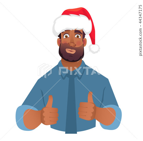 African man in hat showing thumbs up 44347175