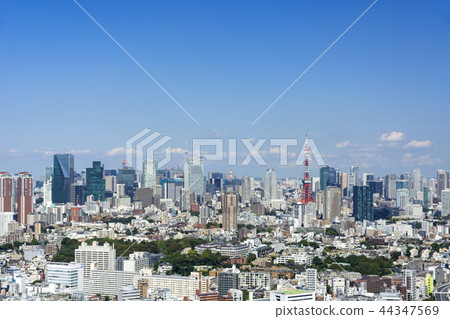 從澀谷,六本木新城,中城的東京大城市景觀 從澀谷,六本木新城,中城的東京大城市景觀 44347569