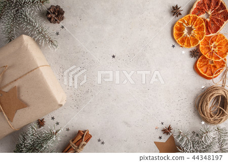Christmas composition on a white background.  44348197