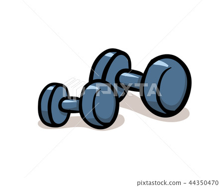 Dambbells cartoon icon. Flat vector illustration. Isolated on white background. 44350470