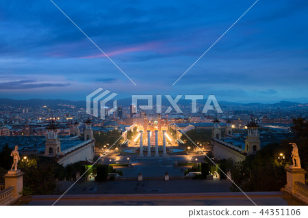 View of Barcelona. Plaza de Espana at evening View of Barcelona. Plaza de Espana at evening 44351106