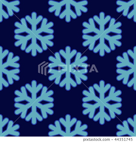 Seamless art pattern with snowflakes on blue Seamless art pattern with snowflakes on blue 44351745