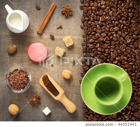 coffee concept on wooden background 44351941