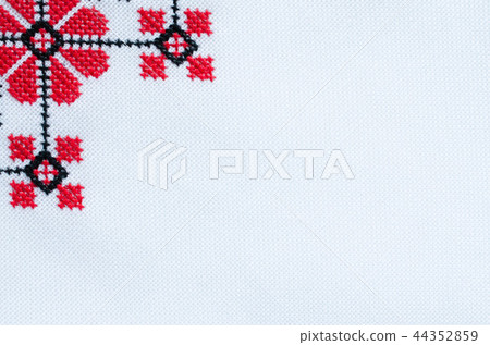 Element Handmade Embroidery on White Linen Element Handmade Embroidery on White Linen 44352859