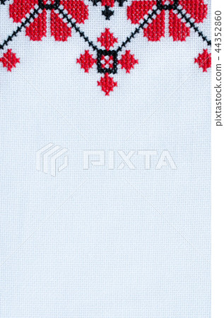 Element Handmade Embroidery on White Linen 44352860