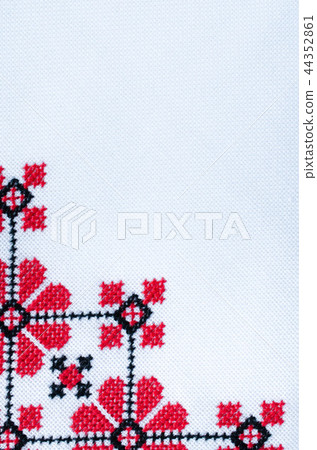 Element Handmade Embroidery on White Linen Element Handmade Embroidery on White Linen 44352861