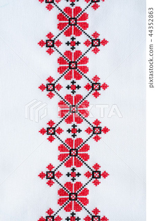 Handmade Embroidery by Red and Black Threads. Handmade Embroidery by Red and Black Threads. 44352863