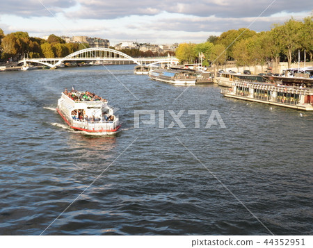 A ship sailing the Seine river, France 44352951